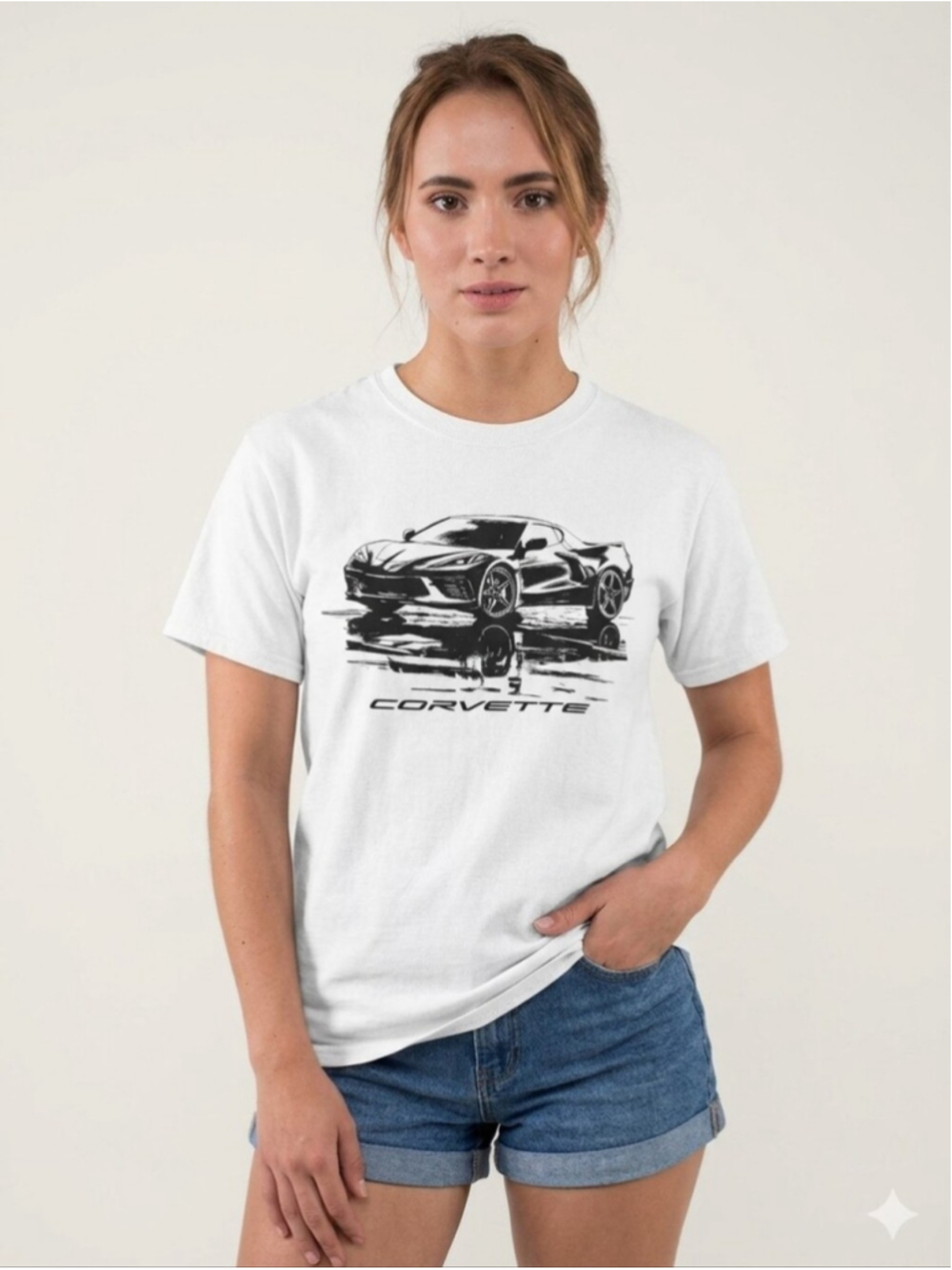 Gildan Brand Tshirt Graphic Chevrolet C8 Corvette Reflection Effect Size XL Mens